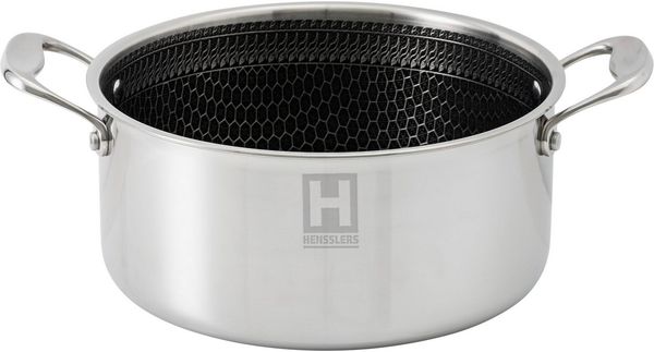 HENSSLERS Topf-Set, Edelstahl (Set, 2-tlg, je 1 Kochtopf Ø 20 und 24 cm, mit Glasdeckel), 3-Schicht Material mit Wabenstruktur, Induktion, 2,8L und 5,0L