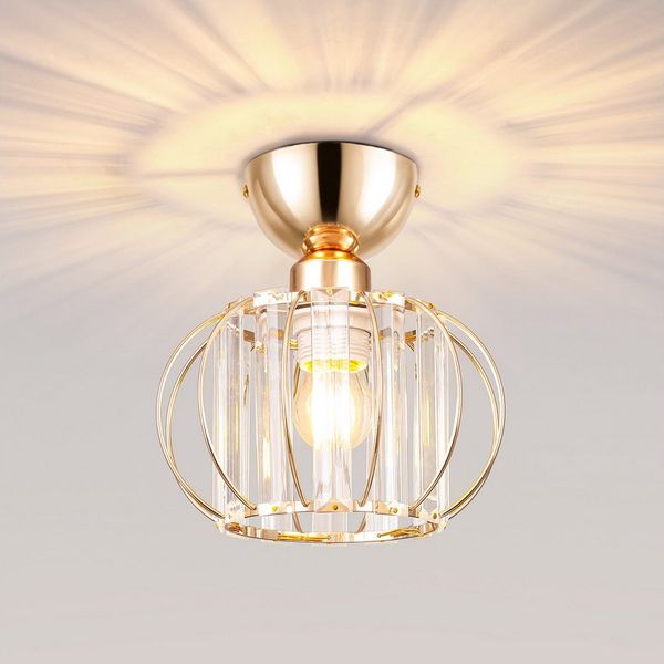 BlingBin Kronleuchter Modern Kristall Deckenleuchte Gold Deckenlampe E27 Fassung, Ø19cm, ohne Leuchtmittel, ohne Glühbirnen, Unterputz-Deckenbeleuchtung für Flur, Schlafzimmer, Wohnzimmer