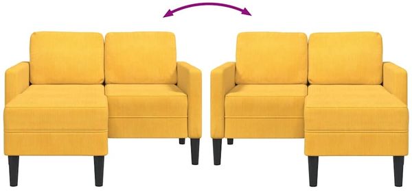 vidaXL 2-Sitzer-Sofa mit Chaiselongue L-Form Hellgelb 125 cm Leinen 4107082 Bild 6