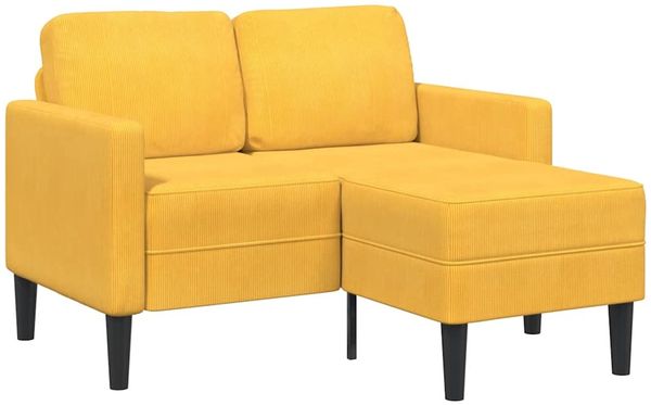 vidaXL 2-Sitzer-Sofa mit Chaiselongue L-Form Hellgelb 125 cm Leinen 4107082
