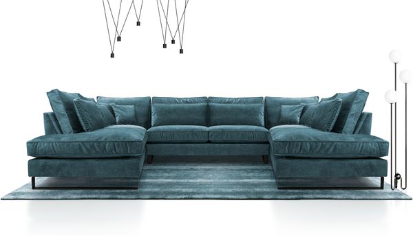 AX LIVING Eckcouch blau Castellio Wohnlandschaft U Form XXL