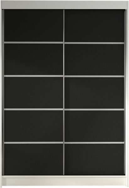 Kleiderschrank Lino IV, ohne Beleuchtung, Farbe: Weiß / Schwarz