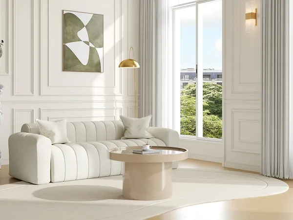 Vente-unique - SYBEVA Couchtisch Holz, Platte Beige - B 80 cm x H 40 cm x L 80 cm
