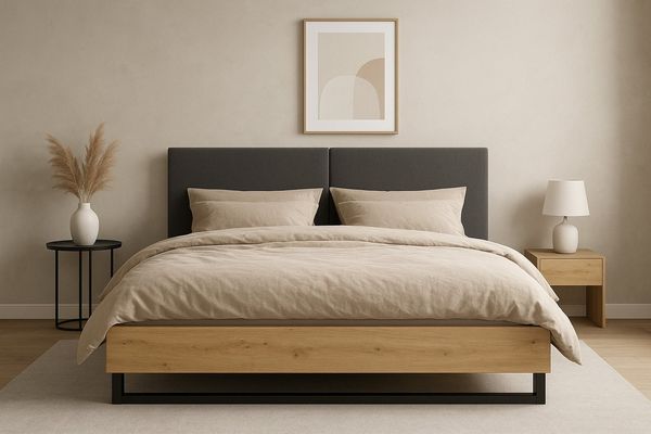 Home affaire Polsterbett PERY Bettgestell 160x200 mit gepolstertem Kopfteil, ohne Bettkasten, ohne Lattenrost und Bettkasten, Breite 160 cm