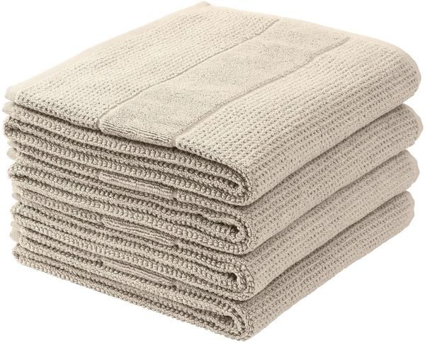 Schiesser Handtücher Turin im 4er Set aus 100% Baumwolle, nachhaltig und fair produziert, Farbe:Greige, Größe:50x100 cm