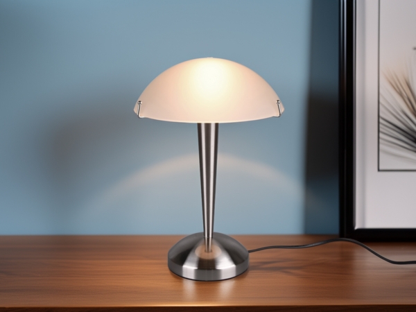 Tischlampe PILZ II Silber mit Glasschirm Weiß & Touchfunktion, Höhe 32cm