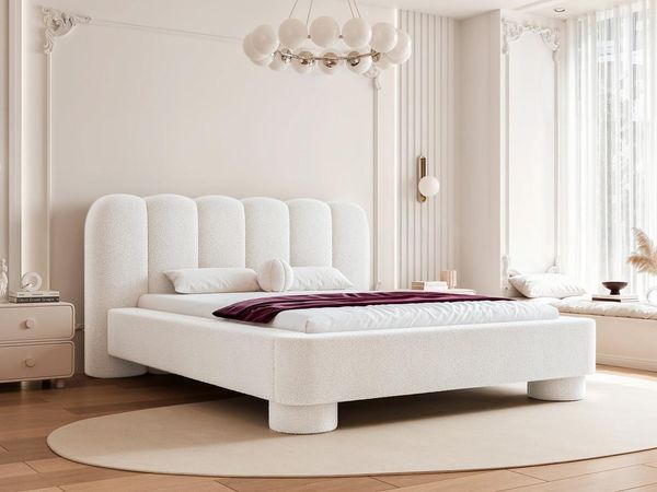 Compleo Polsterbett Polsterbett Boucle Stoff, Designerbett, Bubble bett, MADE IN EU (Japandi design), TOPSELLER, Wolkenbett modern