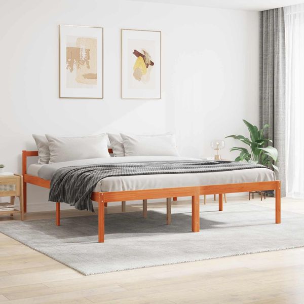 vidaXL Bettrahmen Wachsbraun 180 x 200 cm Massives Kiefernholz 867925