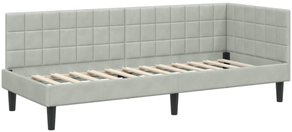 vidaXL Eckbettgestell mit Kopfteil Hellgrau 80 cm x 200 cm Stoff 42016408