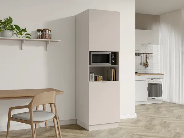 Vente-unique - CARMEO Küchenmöbel Holz, Platte Beige - B 58 cm x H 204 cm x L 60 cm