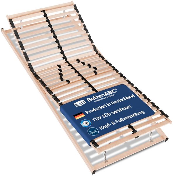 Betten-ABC Max1 Lattenrost - 70x200 cm - individuelle Kopf- & Fußteilverstellung sowie Härtegradverstellung - Selbstmontage - hergestellt aus Schicht- & Buchenholz in Deutschland