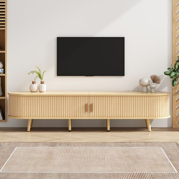 TV-Schrank, 175x40x42 cm, Walnuss-TV-Schrank mit Schiebetüren, 2 Schubladen, höhenverstellbar