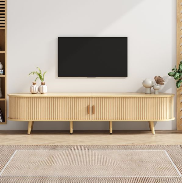 TV-Schrank, 175x40x42 cm, Walnuss-TV-Schrank mit Schiebetüren, 2 Schubladen, höhenverstellbar