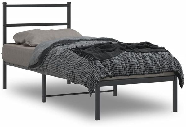 vidaXL Bettgestell mit Kopfteil Metall Schwarz 80x200 cm 355356
