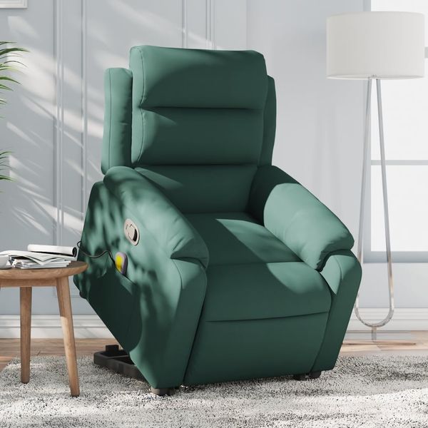 vidaXL Massagesessel mit Aufstehhilfe Dunkelgrün Samt 3205105