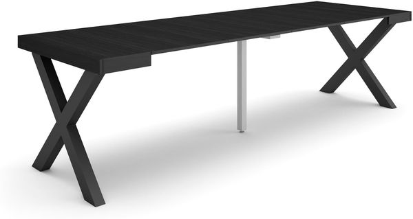 Skraut Home | Ausziehbarertisch | Multifunktionaler ausziehbarer | 260 | Für 12 Gäste | Massivholz Beine | Moderner Stil | Schwarz