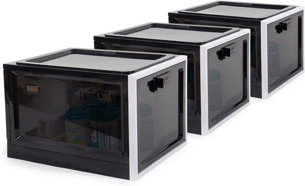 Zedelmaier Aufbewahrungsbox Aufbewahrungsbox abschließbar, faltbar für Medikamente und mehr (3 St, STOS1), stapelbar, für Handys, Süßigkeiten, Snack, Persönlicher Safe