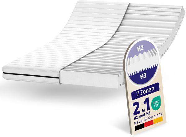 200x200cm Kaltschaummatratze - 2in1 Härtegrade: H2 H3 - 7 Liegezonen für mehr Liegekomfort - Pflegeleicht - Matratze 200x200