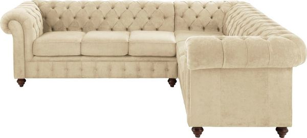Home affaire Chesterfield-Sofa Duc Ecksofa L-Form, hochwertige Knopfheftung im Rücken, Samtoptik mit changierender Optik
