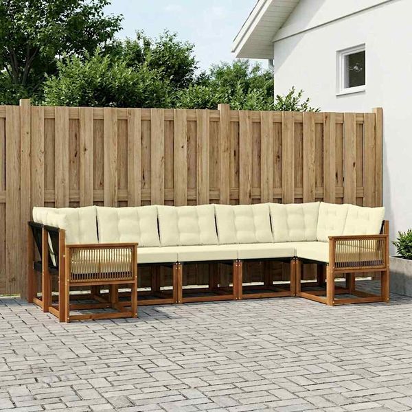vidaXL Outdoor-Sofagarnitur 7 pcs Natur und Creme 3382194