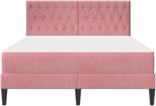 vidaXL Bettgestell mit Matratze mit Kopfteil Rosa 140 x 190 cm Samt 3415051 Bild 6