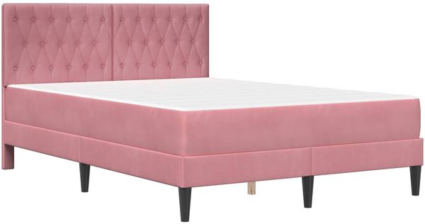 vidaXL Bettgestell mit Matratze mit Kopfteil Rosa 140 x 190 cm Samt 3415051 Bild 3
