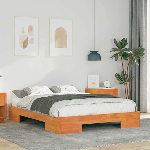 vidaXL Bettgestell Braun 135 x 190 cm 873039