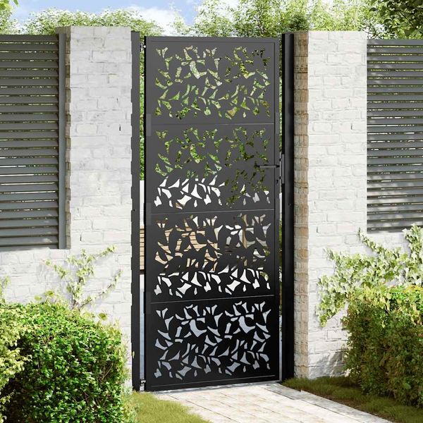 vidaXL Gartentor Schwarz 100x200 cm Stahlblatt-Design 4100963