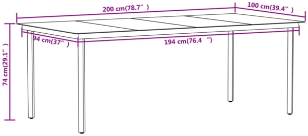 vidaXL 7-tlg. Garten-Essgruppe Schwarz 3099153 Bild 7