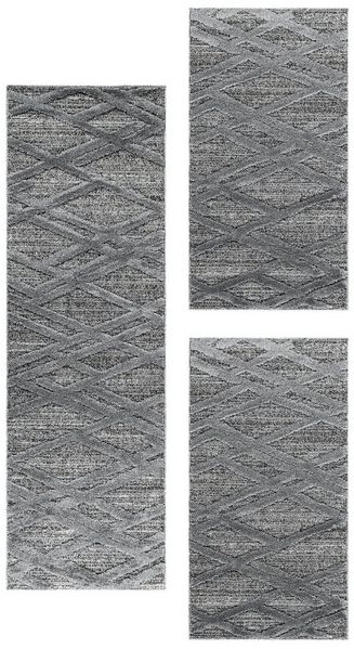 Teppium Teppich Boho-Design, Rechteckig, Höhe: 25 mm, Schlafzimmer Teppich Bettumrandung Läufer Set 3 teilig Grau-5