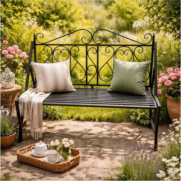 HTI-Living Gartenbank Gartenbank Solea Eisen Schwarz (1 Stück, 1-St, 1 Gartenbank)
