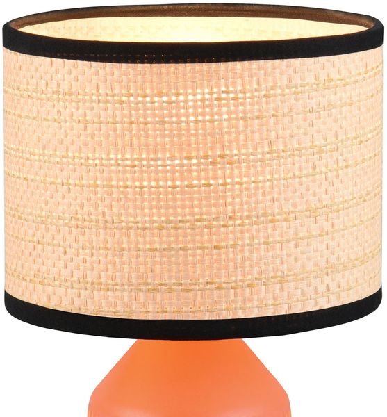 LED Tischlampe dimmbar, Keramikfuß Terrakotta, Papierschirm geflochten, H 26,5cm Bild 5