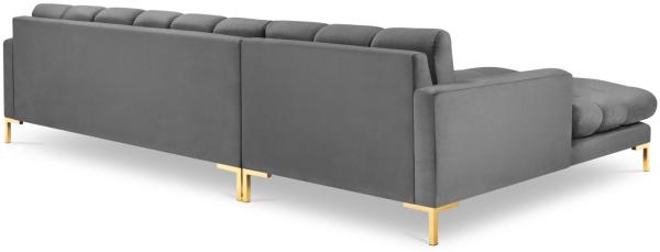Micadoni Ecksofa Mamaia 5-Sitzer Links Samt Bluvel Hellgrau goldene Beine Bild 2