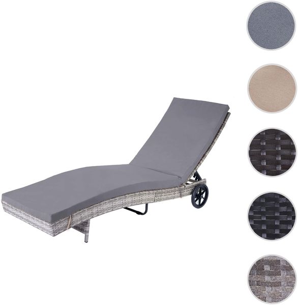 Sonnenliege HWC-D80, Gartenliege Relaxliege Liege, Poly-Rattan ~ grau, Kissen dunkelgrau Bild 8