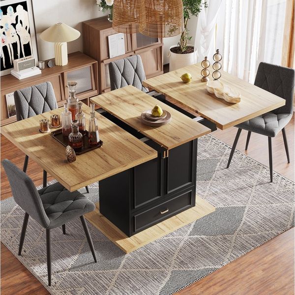 Flieks Esstisch ausziehbar (erweiterbare Tischplatte in Holzoptik, Länge110-140x80x75 cm, 1-St, 1 Tisch), rechteckig Küchentisch mit Schubladen und verstellbarer Ablagen
