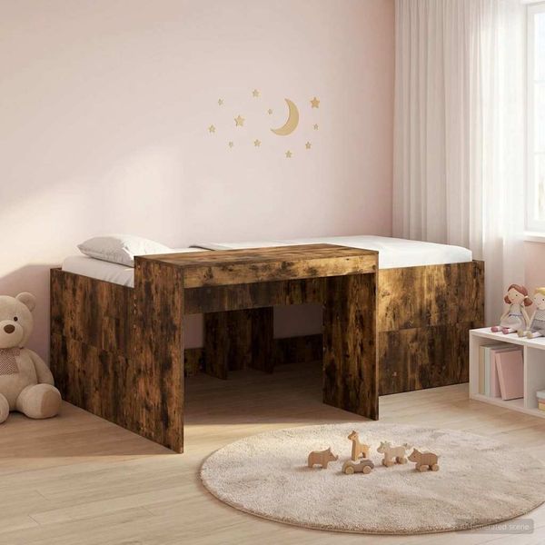 vidaXL Hochbett mit Schreibtisch für Kinder Geräucherte Eiche 3422655