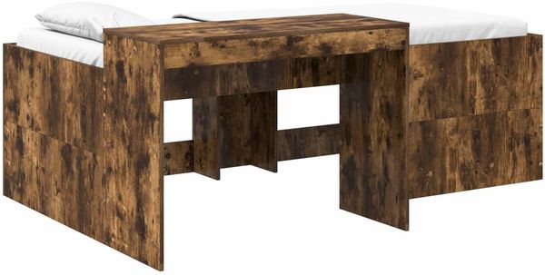vidaXL Hochbett mit Schreibtisch für Kinder Geräucherte Eiche 3422655