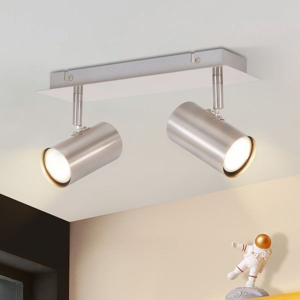 ZMH LED Deckenleuchte 2 Flammig GU10 - Deckenstrahler Schwenkbar 330° Nickel Flur Deckenlampe Innen Modern Deckenspots Wandstrahler für Küche Schlafzimmer Wohnzimmer Ohne Leuchtmittel