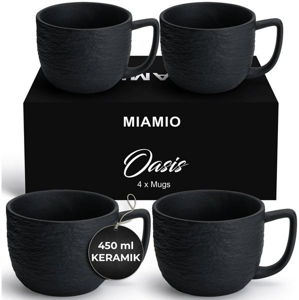 MiaMio Tasse 4er Kaffeetassen Set aus Keramik Kaffeebecher - Oasis Collection, 4-tlg.