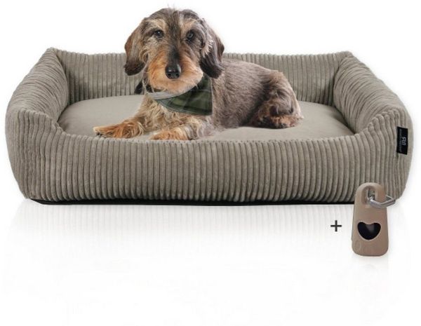 Rohrschneider Tierbett Hundebett Hundekorb Cordstoff, inkl. Gassibeutel