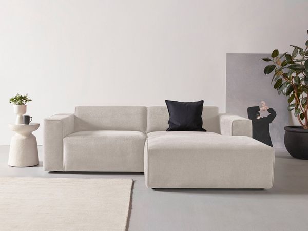 andas Ecksofa Noord, mit Kedernaht, Breite 234 cm, Cord, Struktur, Webstoff