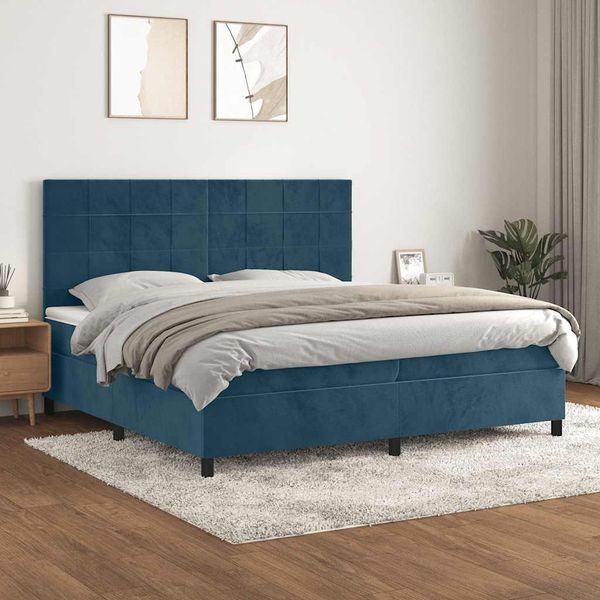 vidaXL Boxspringbett mit Matratze Dunkelblau 200x200 cm Samt 3143047