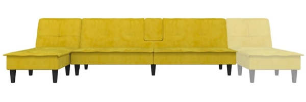 vidaXL Schlafsofa in L-Form Gelb 255x140x70 cm Samt 3157264 Bild 7