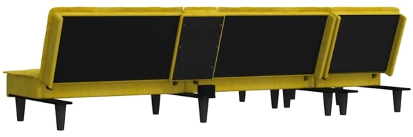 vidaXL Schlafsofa in L-Form Gelb 255x140x70 cm Samt 3157264 Bild 5