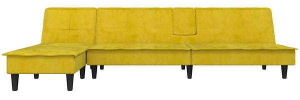 vidaXL Schlafsofa in L-Form Gelb 255x140x70 cm Samt 3157264 Bild 2