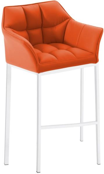 Barhocker Damaso mit 4-Fuß Gestell weiß orange