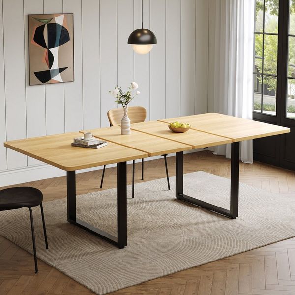 Flieks Esstisch ausziehbarer Tisch in 3 Größen (Länge 140-180-220/T80/H75 cm, 1-St, 1 Tisch), erweiterbar Küchentisch rechteckig Schreibtisch in Holzoptik Natur