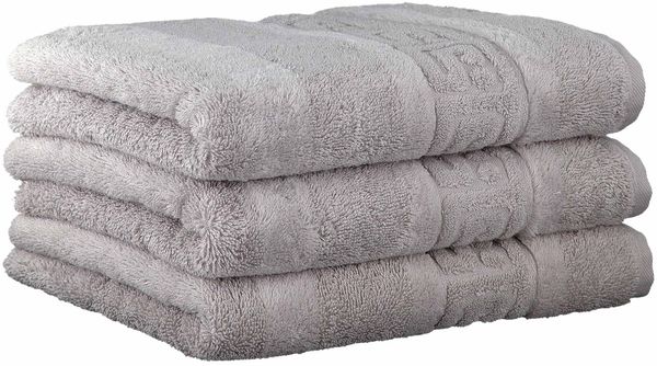 CAWÖ Handtuch, 3er Pack - C Noblesse, Walkfrottier, Baumwolle Silber 50x100cm
