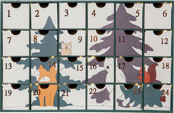 Weihnachtskalender Forest Friends Holz 24 Schubladen B 38cm