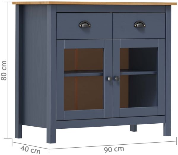 vidaXL Sideboard Hill Grau 90x40x80 cm Massivholz Kiefer 288941 Bild 4